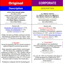 This is 1-3 of continuous long image of a comparison of the Original united State v.s. the Corporate United States Description Cheat sheet divided into sections