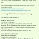 https://constitutioncenter.org/interactive-constitution/interpretation/amendment-i/interps/267An Assembly of We The People is not a protest nor a rally.The price of freedom has been paid by the blood and treasure of our founders. We need not spend more to restore our Republic.The Bill of Rights: A Transcriptionhttps://www.archives.gov/founding-docs/bill-of-rights-transcript